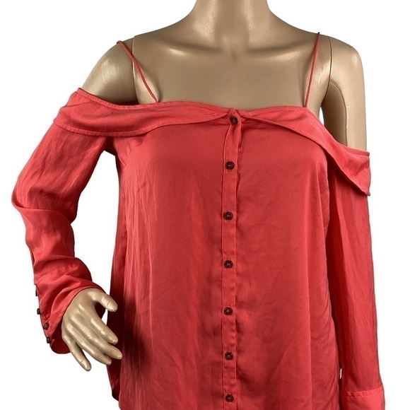 Free People Walk this Way Blouse Button Down Size XS Red - Picture 2 of 7